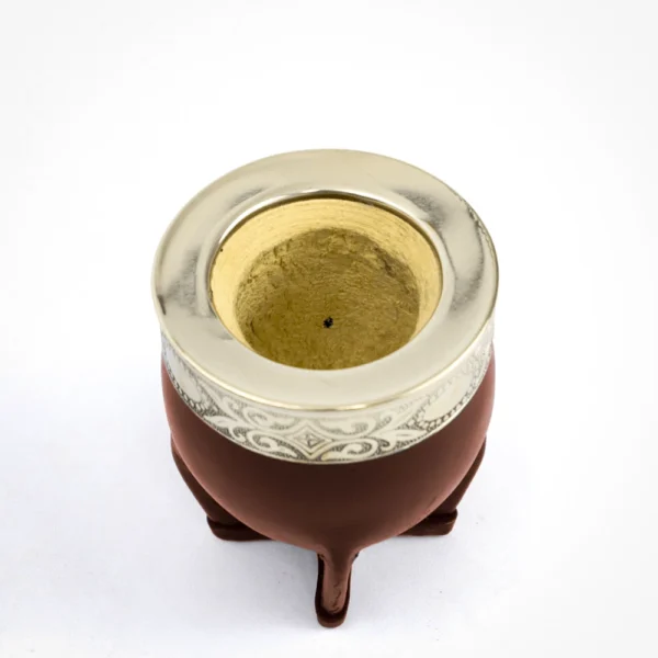 Mate Imperial De Alpaca Premium Virola Lisa Color Marrón PAMPA - Imagen 2