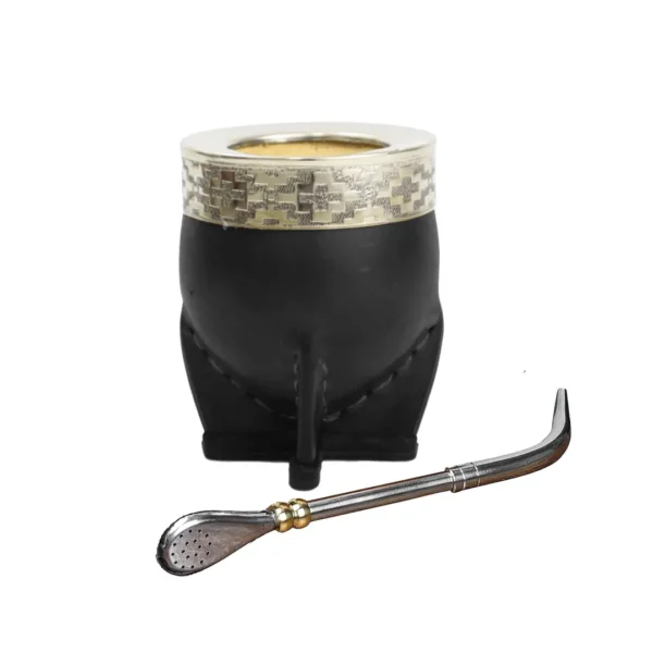 Mate Imperial Uruguayo De Alpaca Rupestre + Bombilla - Imagen 3