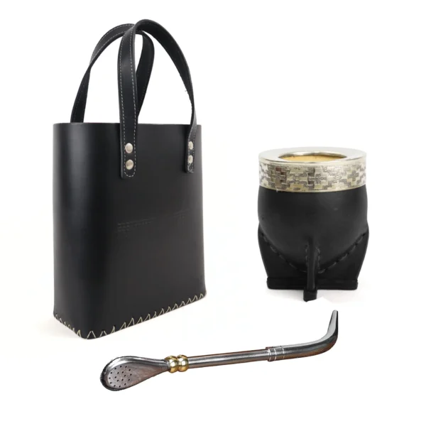 Set Canasta Matero + Mate Imperial Uruguayo +bombilla Cuero - Imagen 2