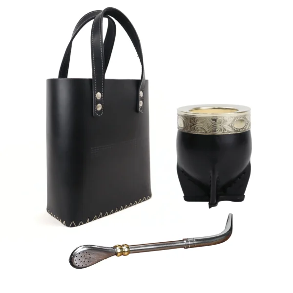 Set Canasta Matero + Mate Imperial Uruguayo +bombilla Cuero