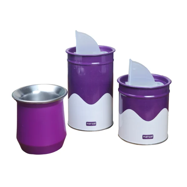 Kit Matero Mate de Acero Latas de yerba y azucar Marwal.