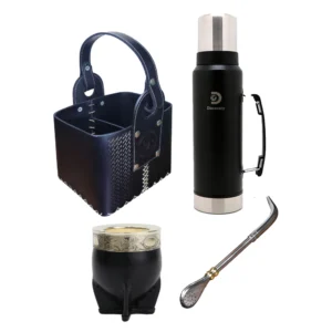 Set Mate Cuero, Imperial Alpaca Termo Pico Loro Negro