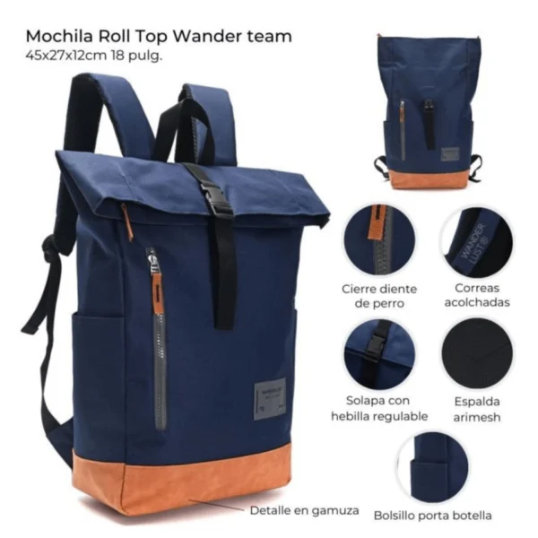 Mochila Wanderlust Urbana con gamusa porta mate - Imagen 3