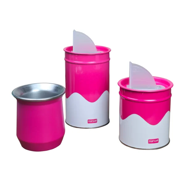 Kit Matero Mate de Acero Latas de yerba y azucar Marwal. - Imagen 4