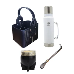 Set Mate Cuero, Imperial Alpaca Termo Pico Loro Blanco