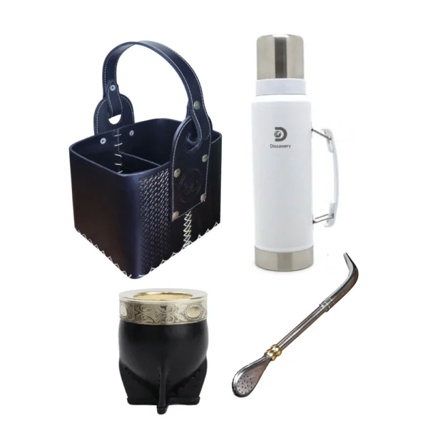 Set Mate Cuero, Imperial Alpaca Termo Pico Loro Blanco