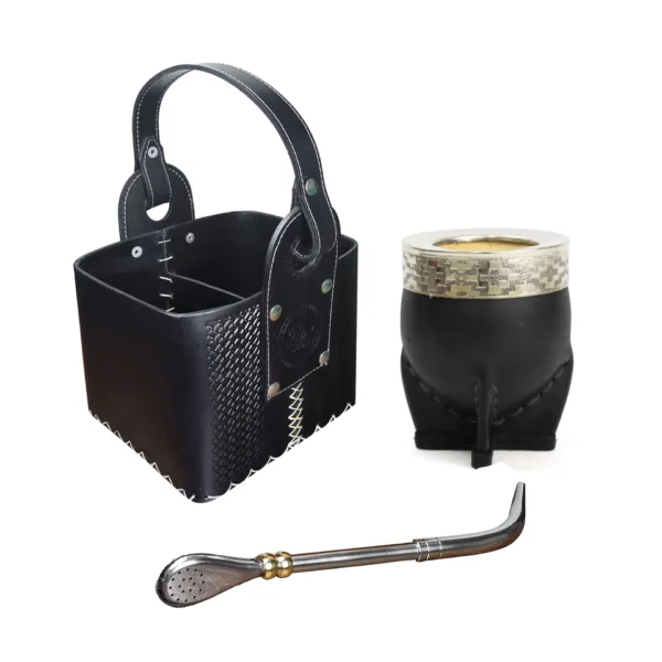 Set Canasta Matero + Mate Imperial Uruguayo +bombilla Cuero